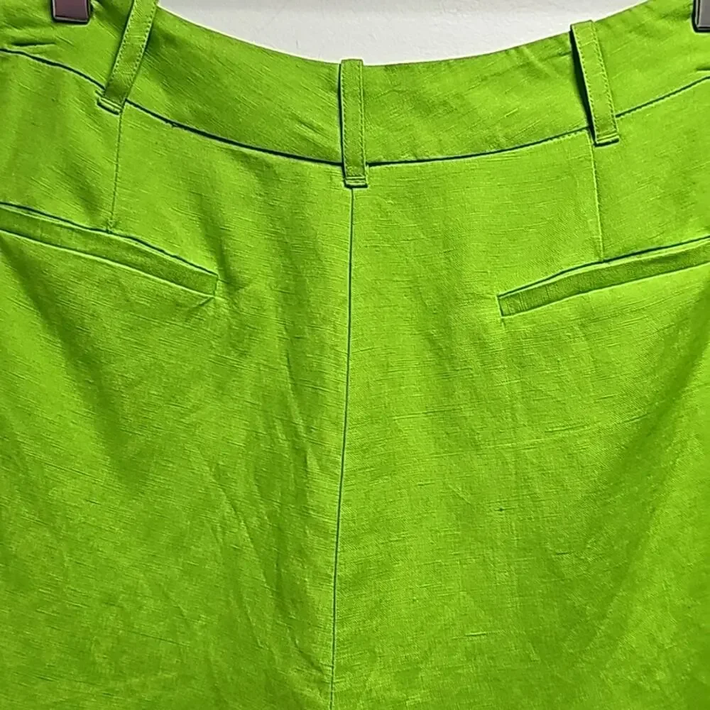 ASTR The Label Amiah Womens Linen/Viscose Fully Lined Lime Green Shorts Size L